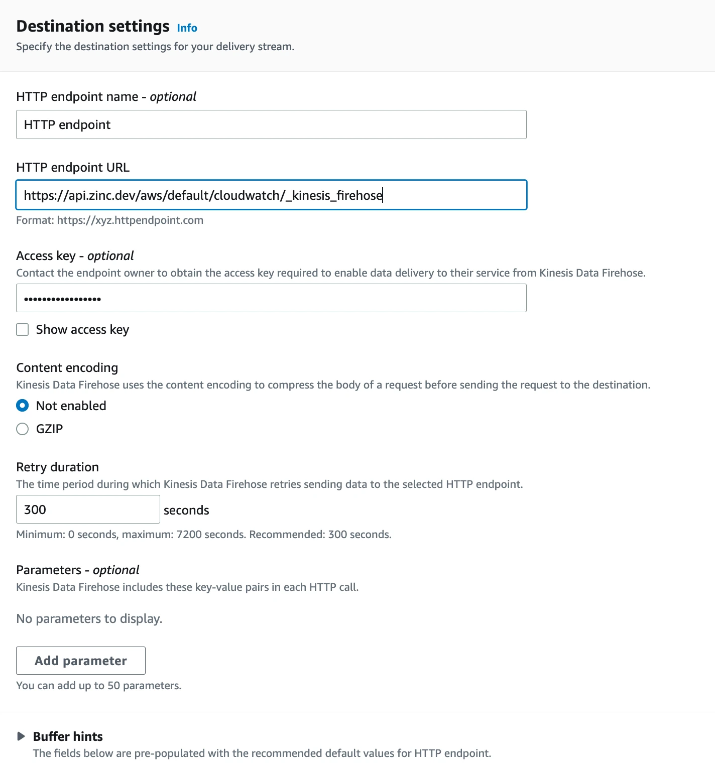 Destination settings