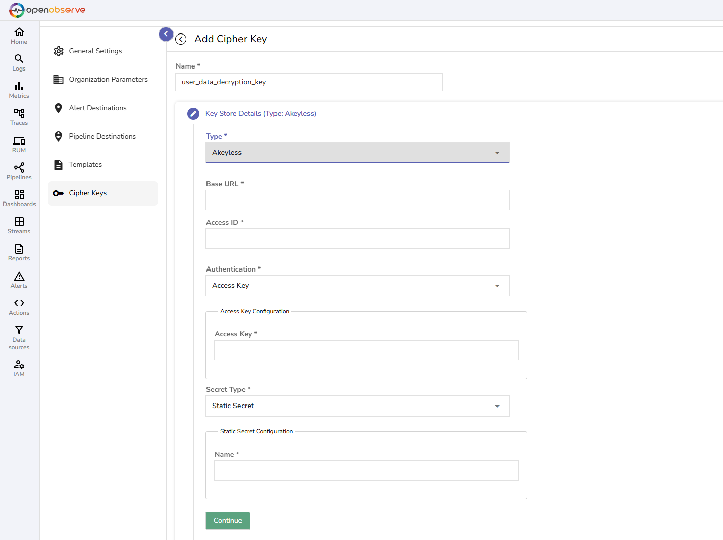 Cipher Keys Storage Type- akeyless