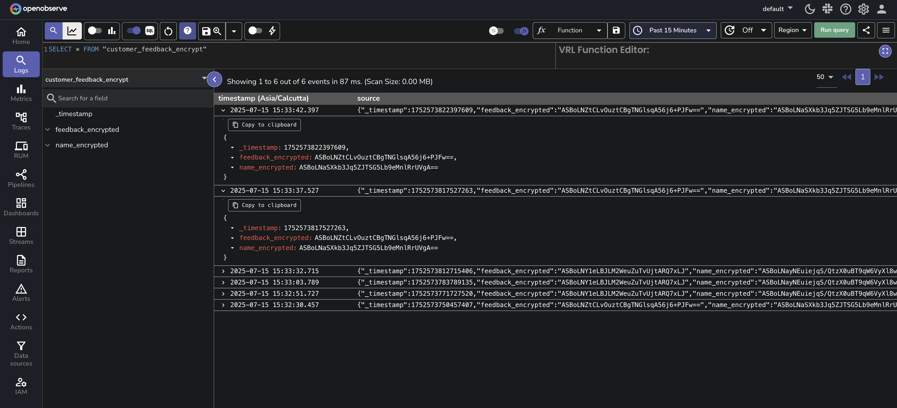 Cipher keys encrypted data