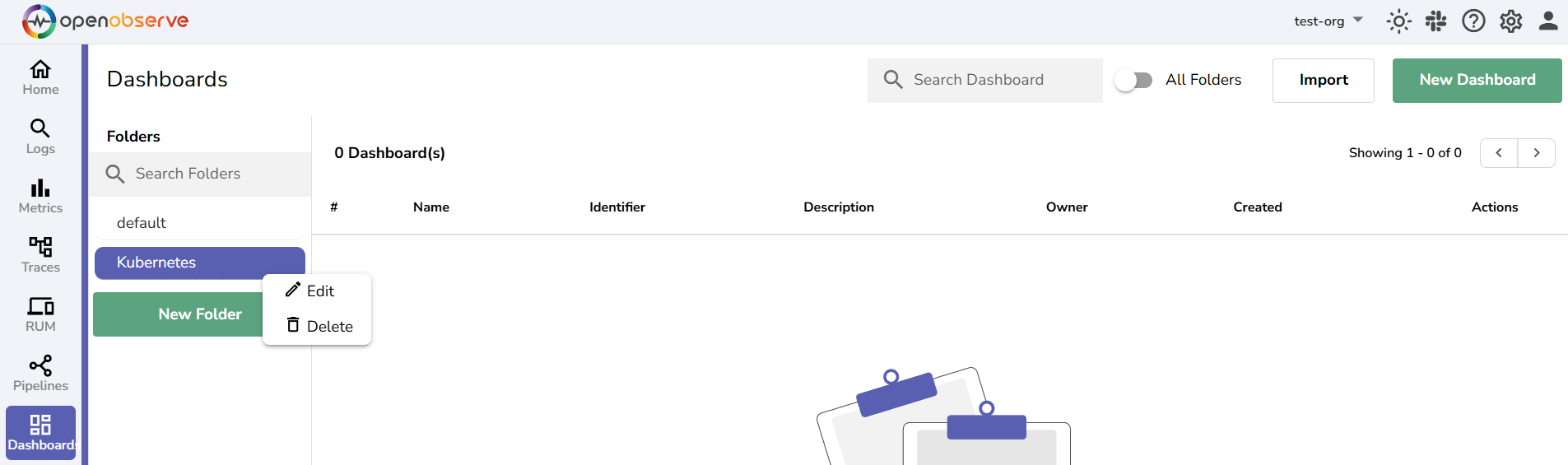 edit or delete folder