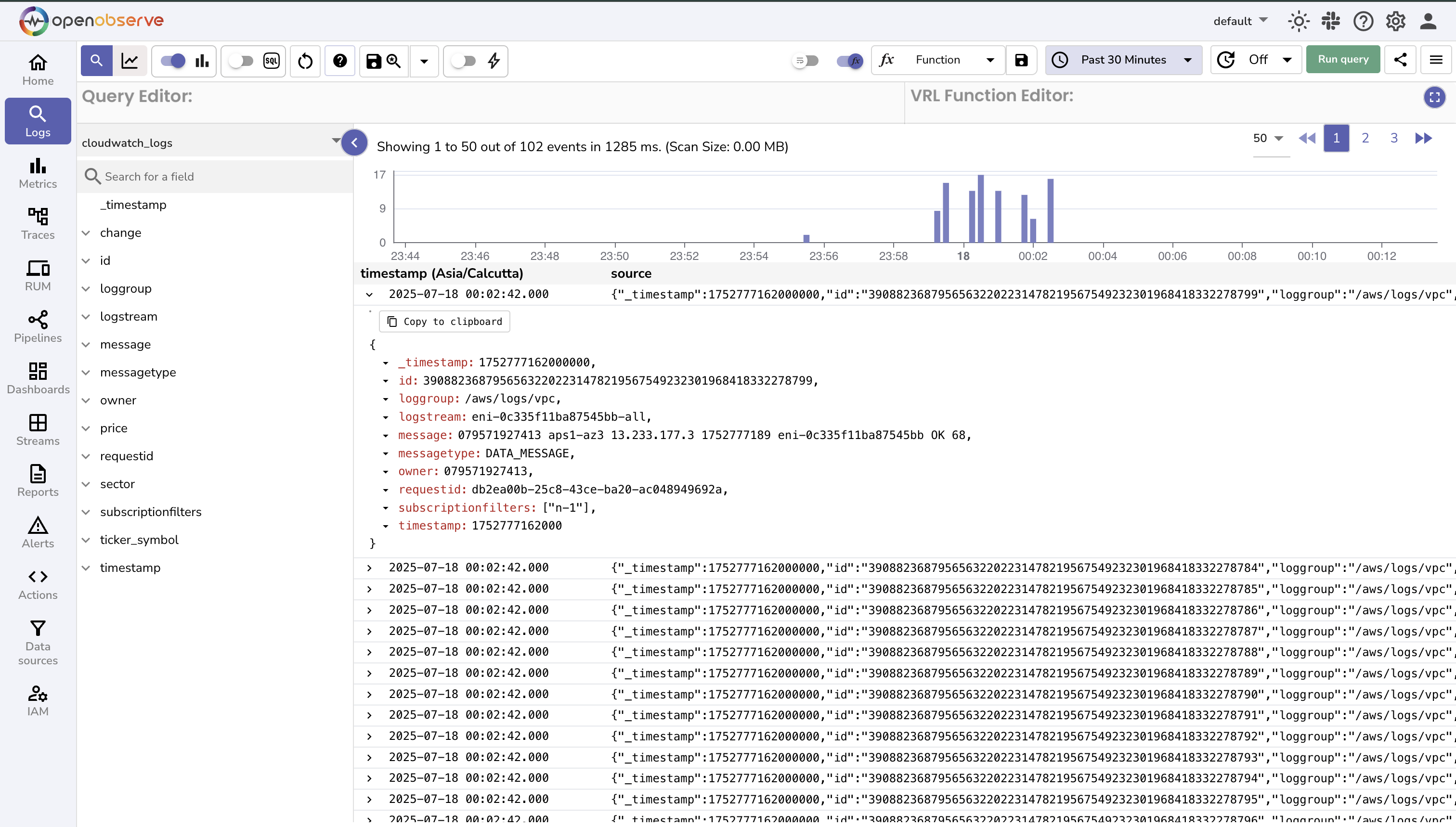 Verify Logs in OpenObserve