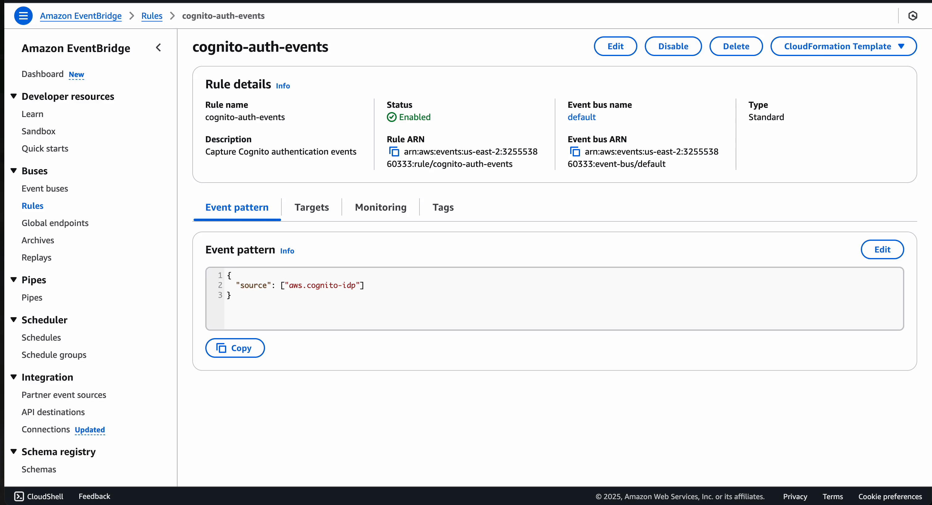 Create EventBridge Rule to Capture Cognito Events