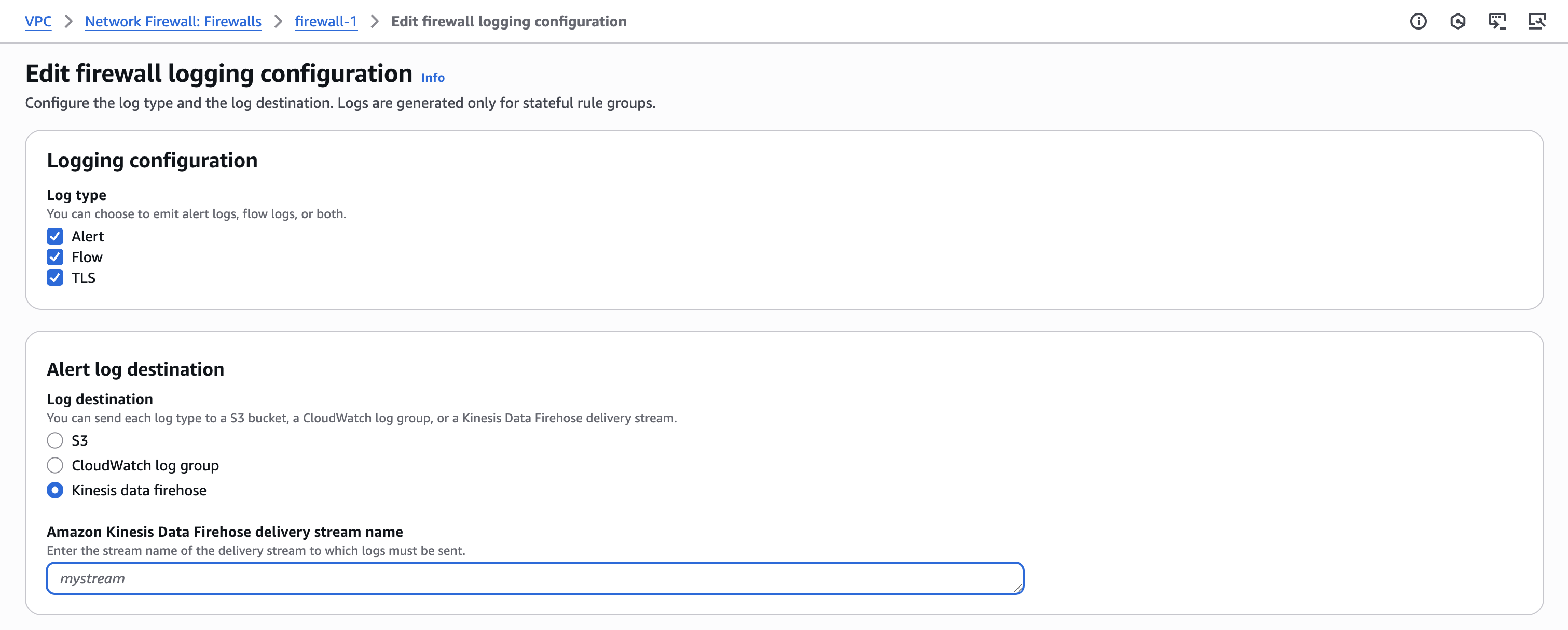 Enable Logging in AWS Network Firewall