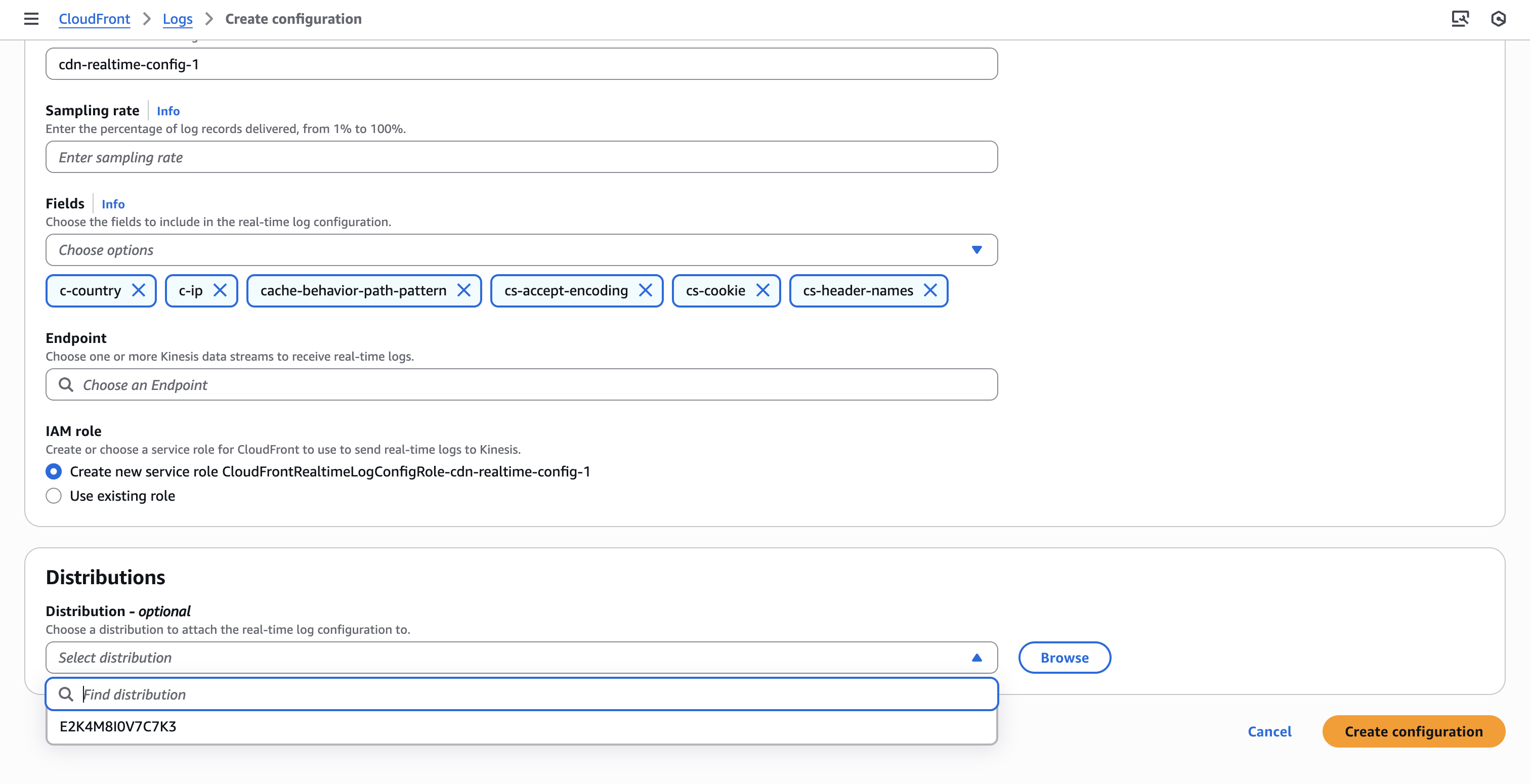 Enable Real-Time Log Configuration in CloudFront